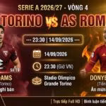 Ảnh bìa nhận định và trực tiếp trận đấu Torino vs AS Roma lúc 23h30 ngày 14/9 vòng 4 Serie A trên chuyên trang CakhiaTV.